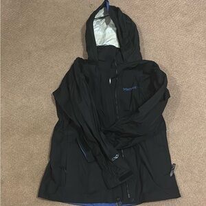 Marmot Black Jacket with Blue Embroidery
